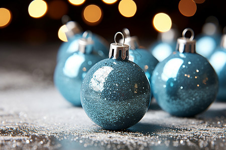 蓝色圣诞球背景图片