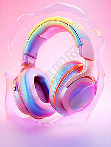 炫酷立体素材旋转立体的音乐耳机插画