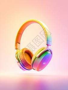 3D炫酷镭射炫彩的3D耳机插画