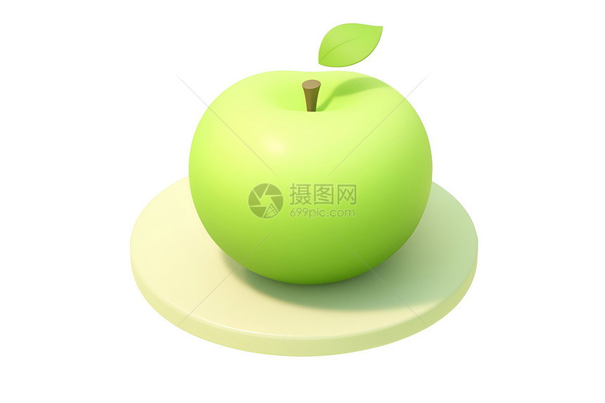 小巧可爱的绿苹果插图图片