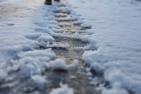 压痕冰雪覆盖的道路背景