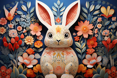 彩绘的兔子生肖背景图片