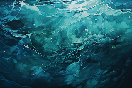 蓝色水纹水圈海洋深处的水纹插画