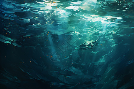 蓝色涟漪素材水中的神奇之美插画