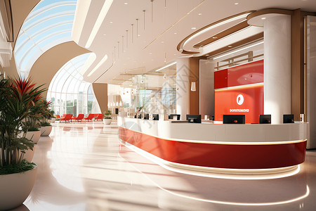 现代时尚设计的银行大厅背景图片