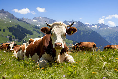 乡村农业养殖的牛群背景图片