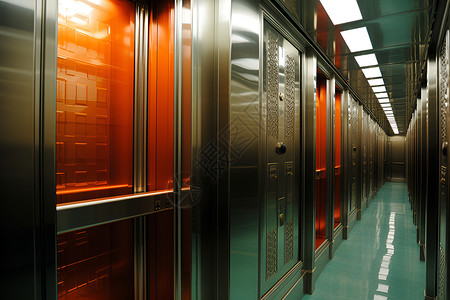 现代建筑电梯的内景背景图片