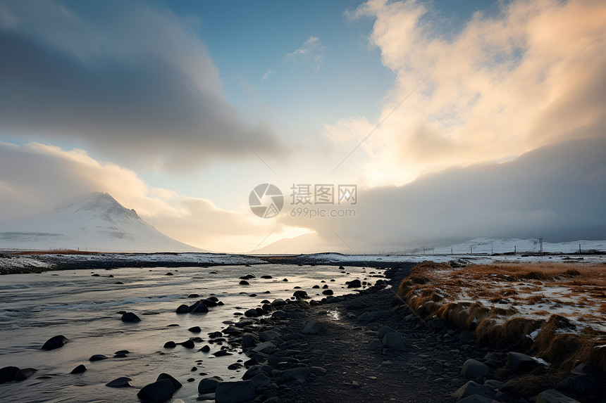 壮观的冬季山川湖海景观图片