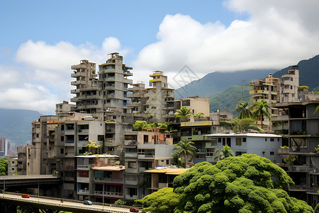 高楼林立山水交融的现代化都市景观背景