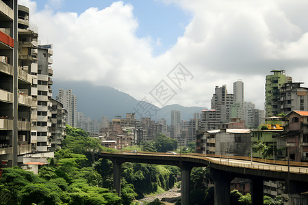 现代化的山城建筑背景图片