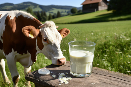 奶牛牛奶草地上的奶牛背景