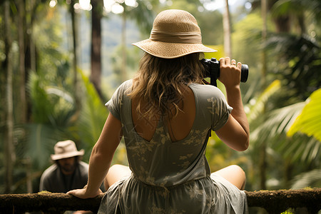 夏季丛林中的探险者背景图片