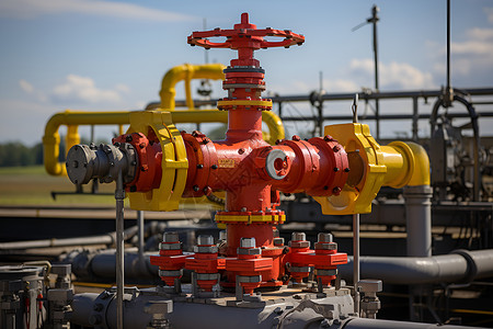 彩色管道和阀门的石油化工厂背景图片