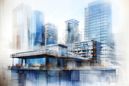 创意艺术的城市建筑插图背景图片