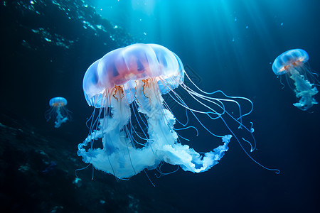 海底中美丽的水母背景图片