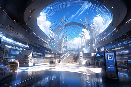 蓝光熠熠的未来之城背景图片