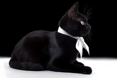 黑色的可爱小猫背景图片