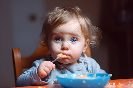 正在吃饭的女孩子背景图片