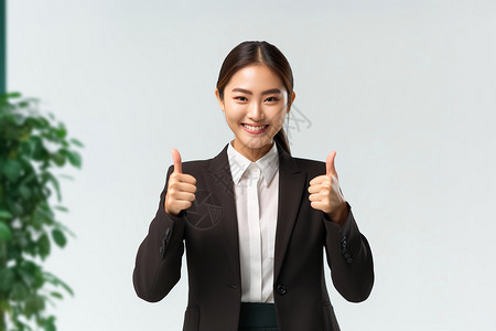 自信微笑的亚洲女商人背景图片