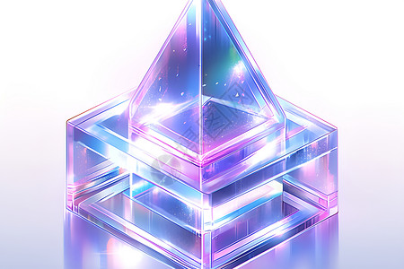 钻石图形玻璃的几何盒子插画