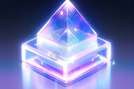 钻石图形科技的玻璃盒子插画