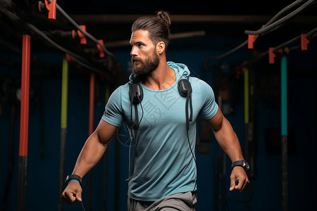 锻炼肌肉力量的外国男子背景图片