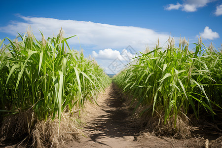田地中的甘蔗背景图片