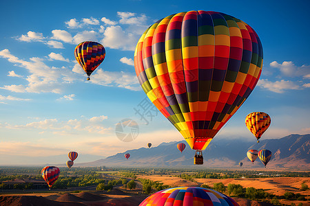 天空中彩色帆天空中的热气球背景