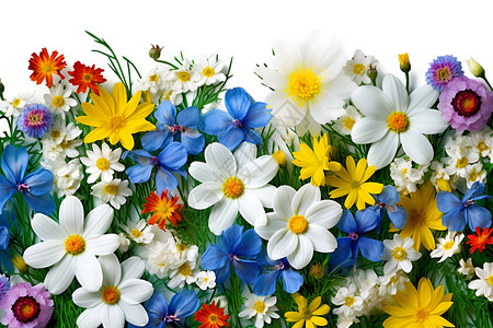 植被和白色花卉白色背景中的花朵背景