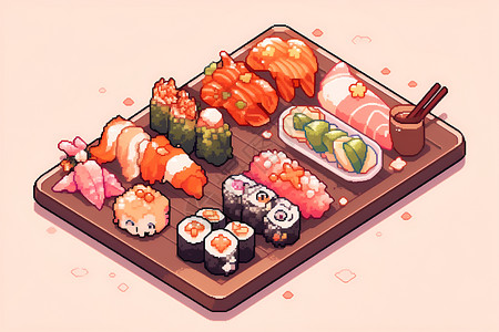 可口美味的寿司背景图片