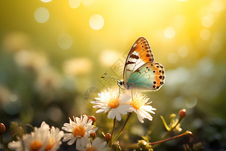 漂亮的蝴蝶户外花朵上的蝴蝶背景