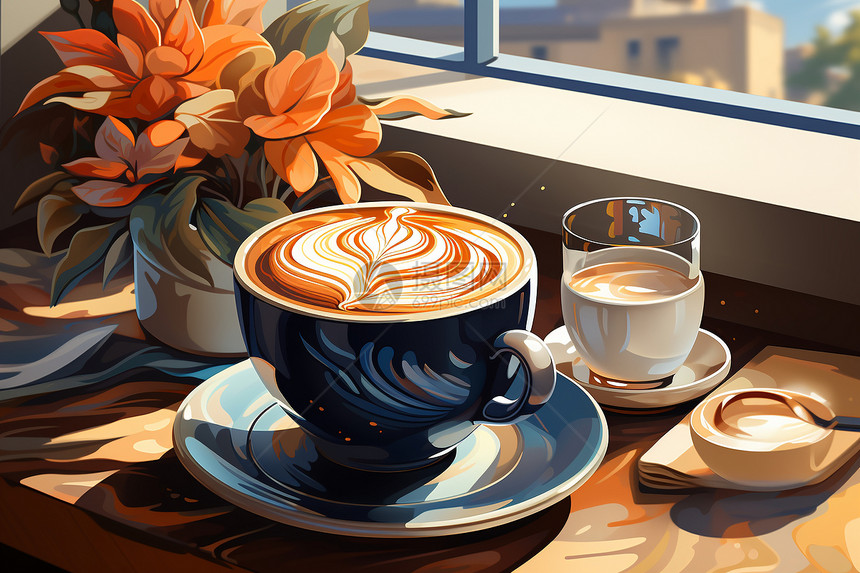 咖啡师的拉花艺术图片