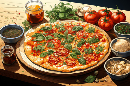 美味诱人的意大利披萨背景图片