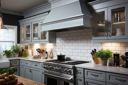 现代家居的厨房场景背景图片