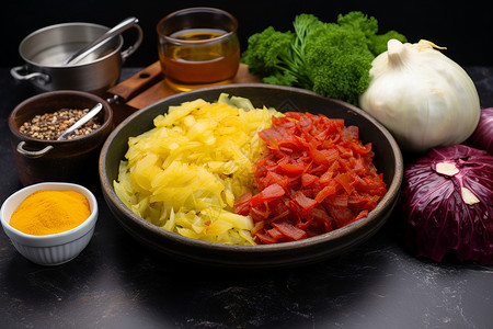 新鲜腌制的咸菜背景图片