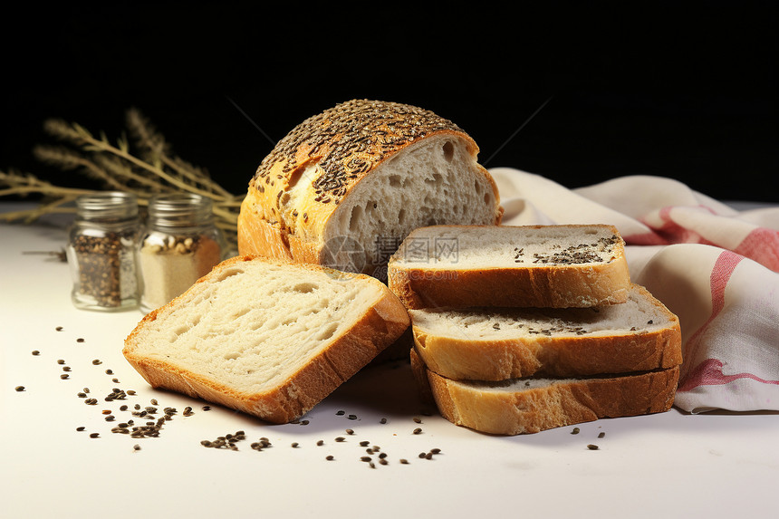 新鲜烘焙的小麦面包图片