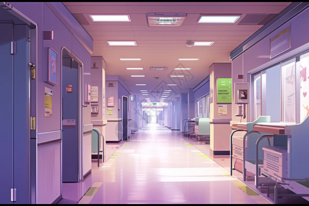 医学治疗的医院走廊背景图片