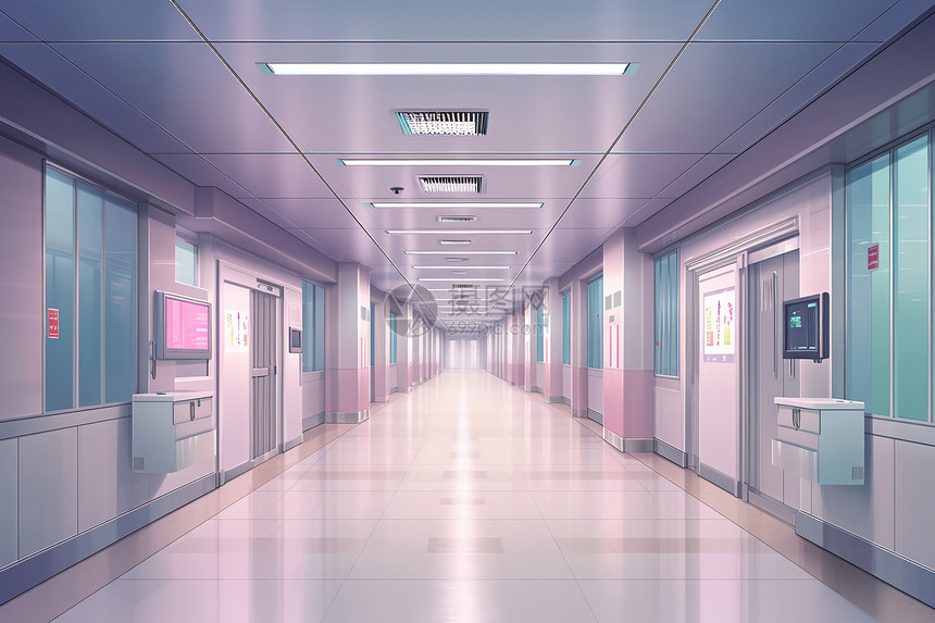 现代医院走廊图片