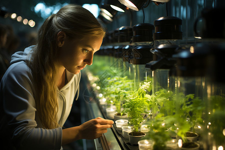 农业植物学实验室的技术人员背景图片