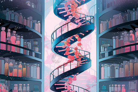生物遗传学研究的艺术插图插画
