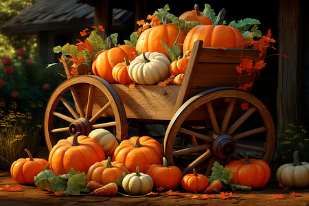 秋季丰收的农场背景图片