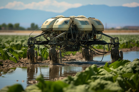 自动灌溉科技的现代农场背景图片