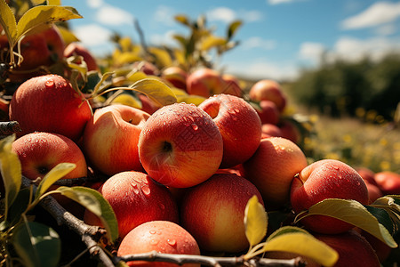 乡村农业种植的苹果果园背景图片