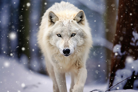 雪地中凶猛的狼高清图片