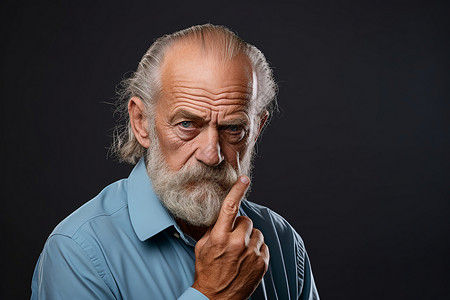 白发胡须的老年男子背景图片