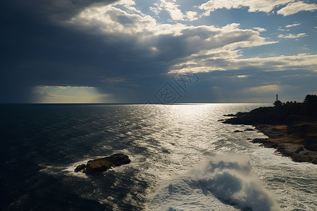 暴风雨前期的海洋景观背景