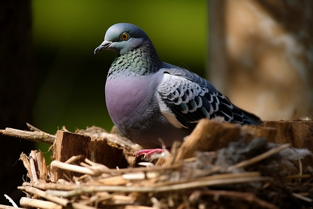 鸽子羽毛素材鸟巢中的鸽子背景