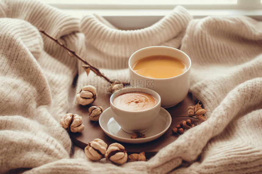 温馨冬日的咖啡时光图片