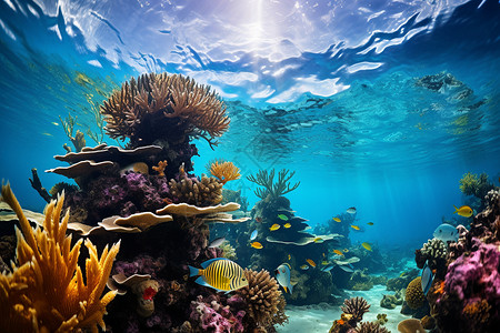 海底绚丽的珊瑚礁背景图片