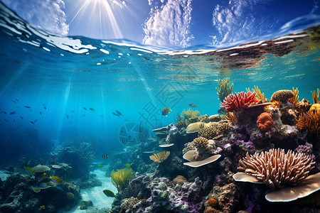 海底壮观的珊瑚礁背景图片